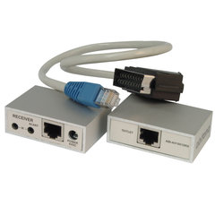 SCART-RJ45 CVBS Extender kit with integrated IR-Bus devices & PC1008/DC1005 for central power supply  (ABI-AV1002STR) SCART-RJ45 CVBS Extender kit with integrated IR-Bus devices & PC1008/DC1005 for central power supply  (ABI-AV1002STR)