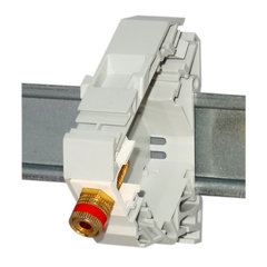 Speaker Terminal - goldplated, red ring  - 12mm² - DIN-rail keystone  (ABI-DC3001SRD)