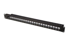 19 inch 1HU empty patchpanel for 24 keystone connectors with grounding (ABI-HE3002S24)